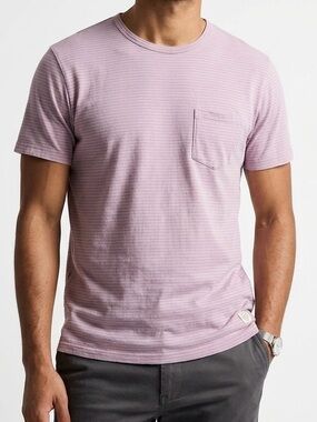 Marine Layer Saddle Hem Slub Pocket Tee in Mauve Shadows S